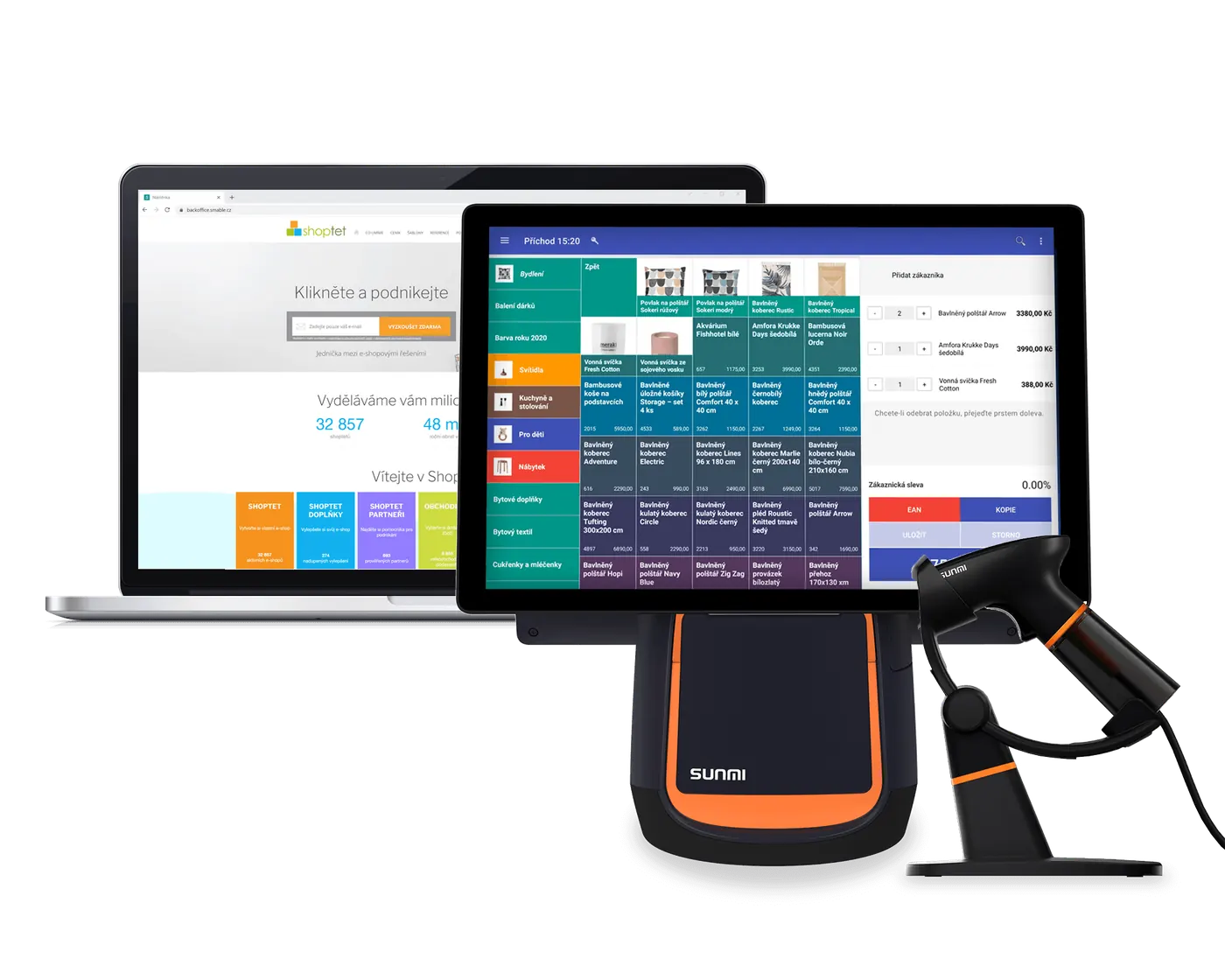 E-shop na Shoptetu v notebooku a pokladna Smable