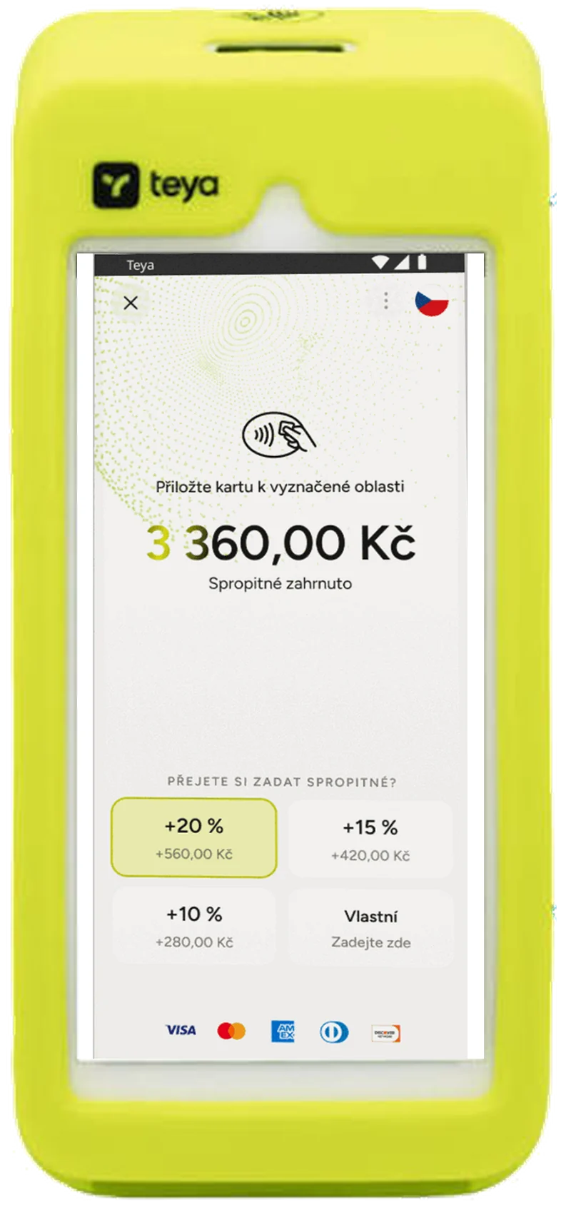 Platba kartou v terminálu Teya